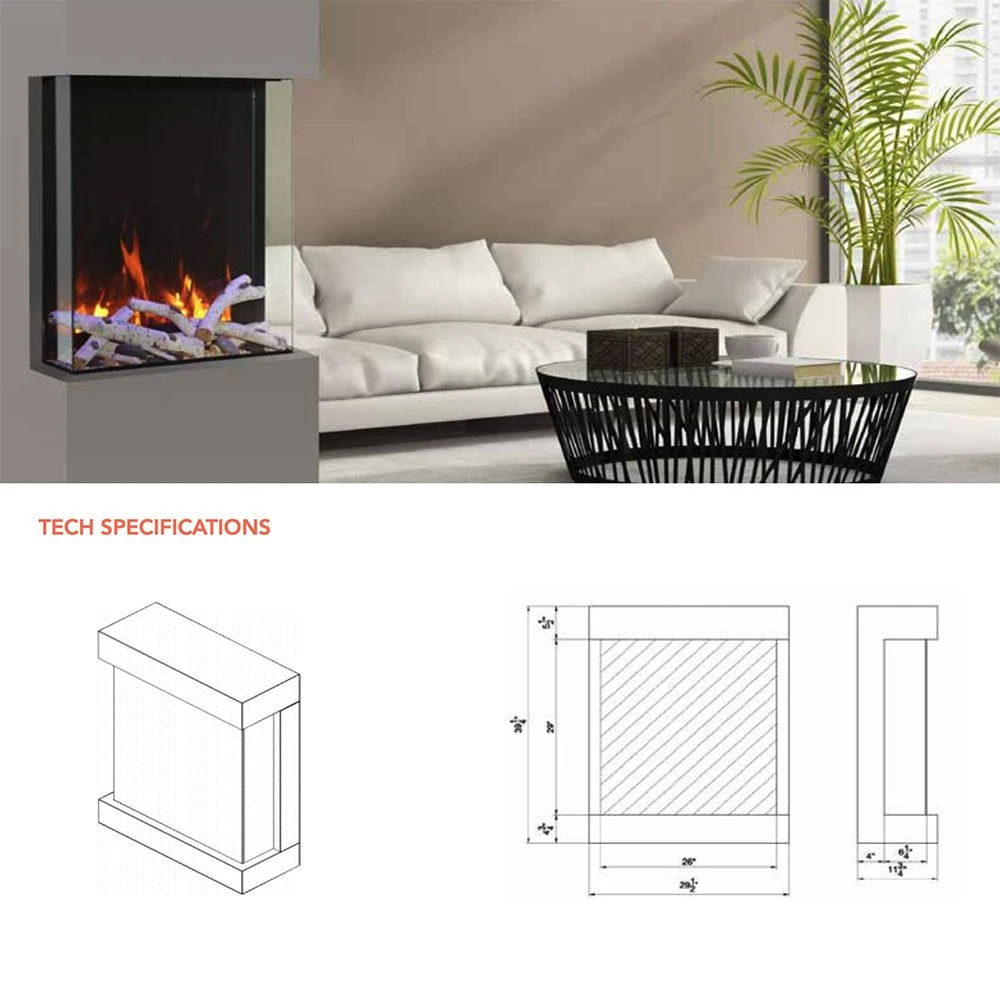 Amantii Tru-View Cube Indoor/Outdoor 3-Sided Smart Electric Fireplace 10 Amantii Tru-View Cube Indoor/Outdoor 3-Sided Smart Electric Fireplace - Image 8
