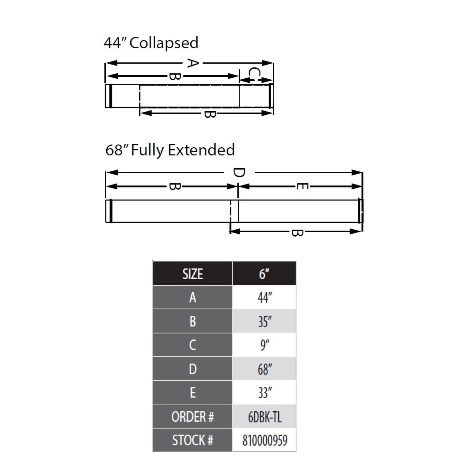 DuraVent 6DBK-TL DuraBlack Stainless Steel Telescoping Length, 44 To 68-Inches 4 DuraVent 6DBK-TL DuraBlack Stainless Steel Telescoping Length, 44 To 68-Inches - Image 2