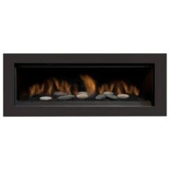 Sierra Flame AUSTIN-65G-DELUXE 65-Inch Austin Direct Vent Built-In Linear Gas Fireplace With Fireglass And Rock Media