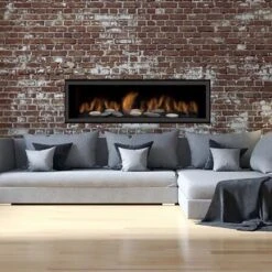 Sierra Flame AUSTIN-65G-DELUXE 65-Inch Austin Direct Vent Built-In Linear Gas Fireplace With Fireglass And Rock Media -Lennox Fires Shop austin 65g config c 11 22