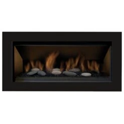 Sierra Flame BENNETT-45 45-Inch Bennett Direct Vent Built-In Linear Gas Fireplace With Fireglass And Rock Media