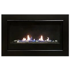 Sierra Flame BOSTON-36-EI 36-Inch Boston Direct Vent Built-In Gas Fireplace With Electronic Ignition, Fireglass And Pebble Media