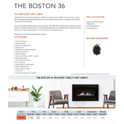 Sierra Flame BOSTON-36-EI 36-Inch Boston Direct Vent Built-In Gas Fireplace With Electronic Ignition, Fireglass And Pebble Media 8 Sierra Flame BOSTON-36-EI 36-Inch Boston Direct Vent Built-In Gas Fireplace With Electronic Ignition, Fireglass And Pebble Media -Lennox Fires Shop boston 36 config c 11 22