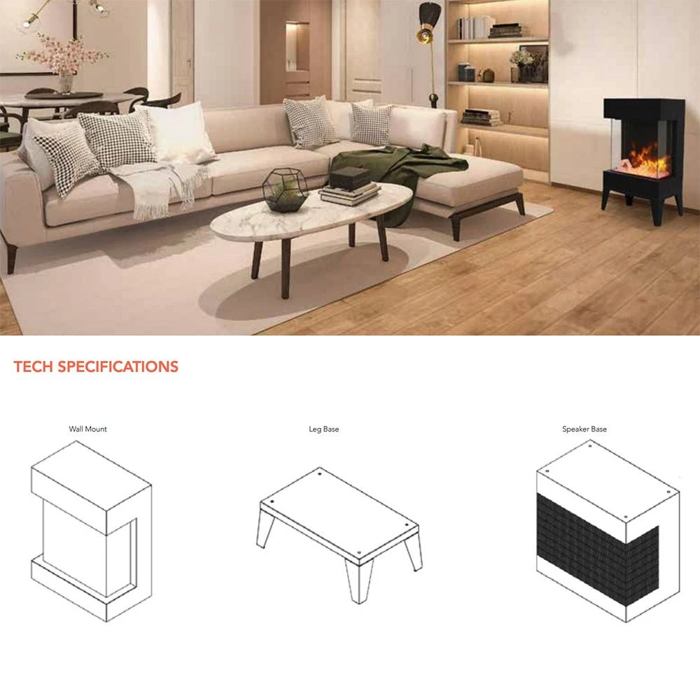 Amantii Tru-View Cube Indoor/Outdoor 3-Sided Smart Electric Fireplace 8 Amantii Tru-View Cube Indoor/Outdoor 3-Sided Smart Electric Fireplace - Image 6