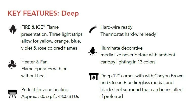 Remii 1027xx-DE Deep Indoor Built-In Electric Fireplace With Black Steel Surround 6 Remii 1027xx-DE Deep Indoor Built-In Electric Fireplace With Black Steel Surround - Image 4