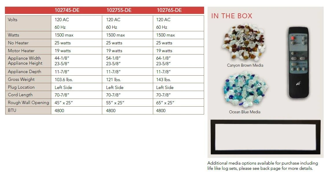 Remii 1027xx-DE Deep Indoor Built-In Electric Fireplace With Black Steel Surround 7 Remii 1027xx-DE Deep Indoor Built-In Electric Fireplace With Black Steel Surround - Image 5