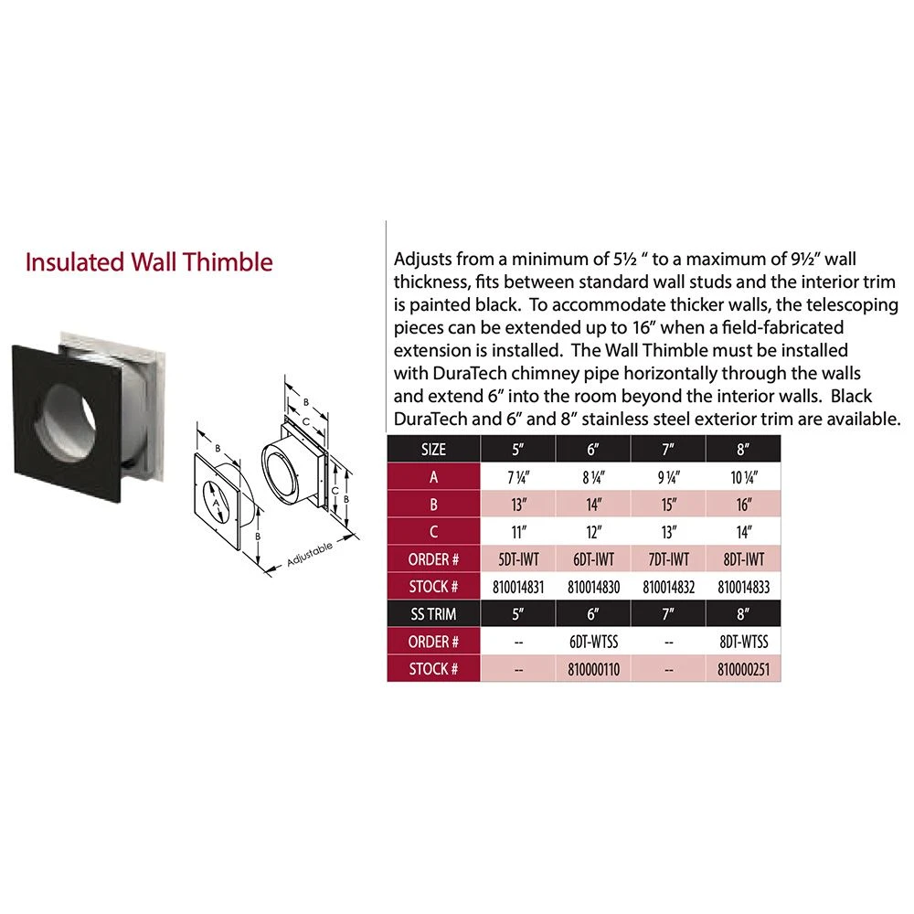 DuraVent DT-IWT DuraTech Insulated Wall Thimble 4 DuraVent DT-IWT DuraTech Insulated Wall Thimble - Image 2