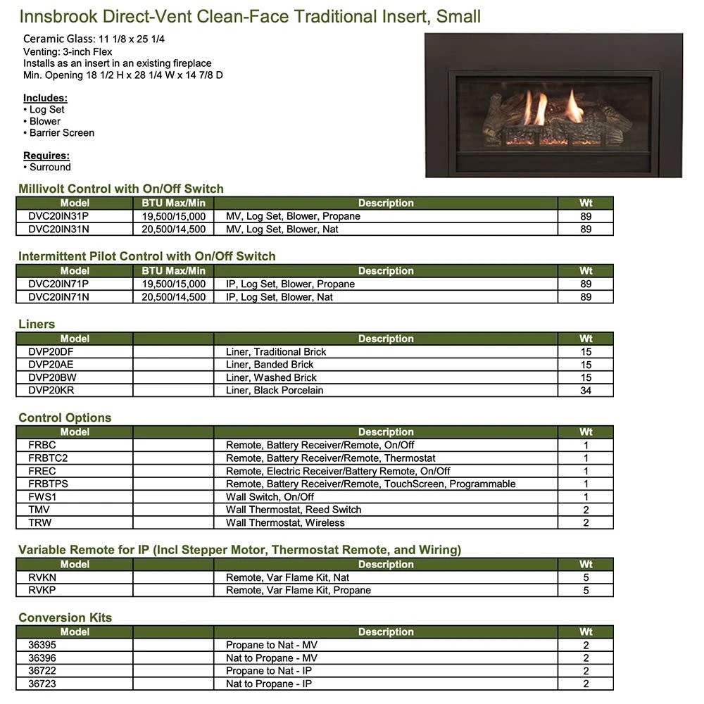 Empire White Mountain Hearth DVC20IN Innsbrook Clean-Face Direct Vent Gas Fireplace Insert, 20-Inches 9 Empire White Mountain Hearth DVC20IN Innsbrook Clean-Face Direct Vent Gas Fireplace Insert, 20-Inches - Image 7