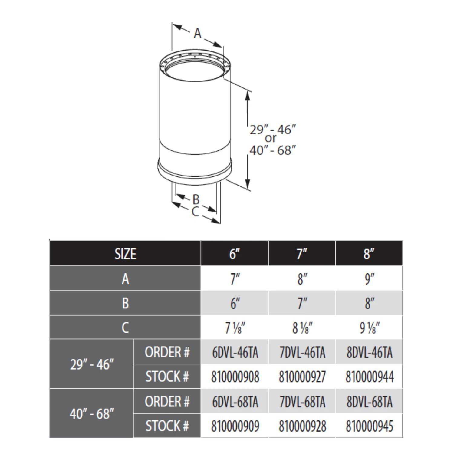 DuraVent 6DVL-TA DVL 6-inch Diameter Telescoping Length 4 DuraVent 6DVL-TA DVL 6-inch Diameter Telescoping Length - Image 2