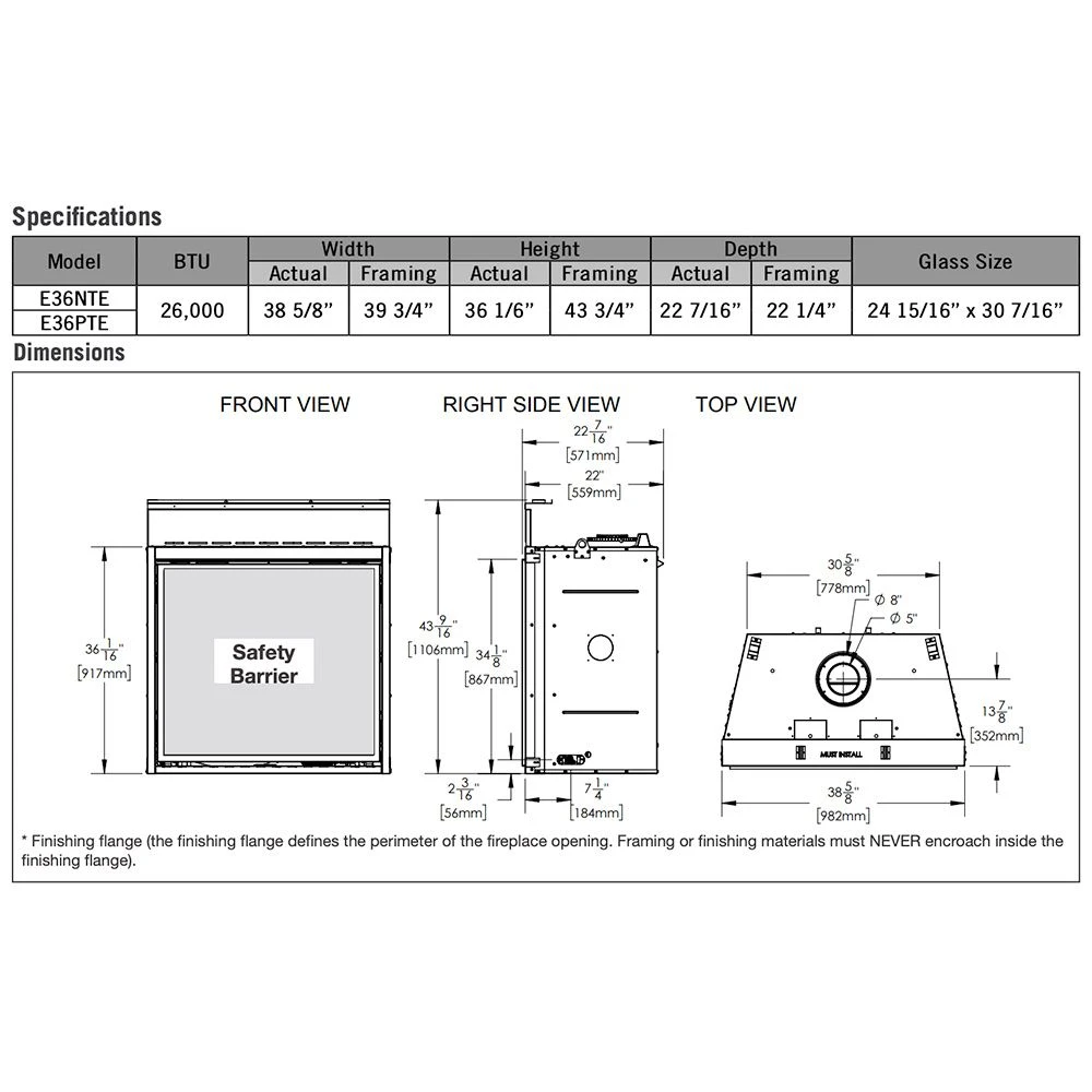 Napoleon E36NTE Elevation Series Electronic Ignition 36-Inch Direct Vent Gas Fireplace 13 Napoleon E36NTE Elevation Series Electronic Ignition 36-Inch Direct Vent Gas Fireplace - Image 11