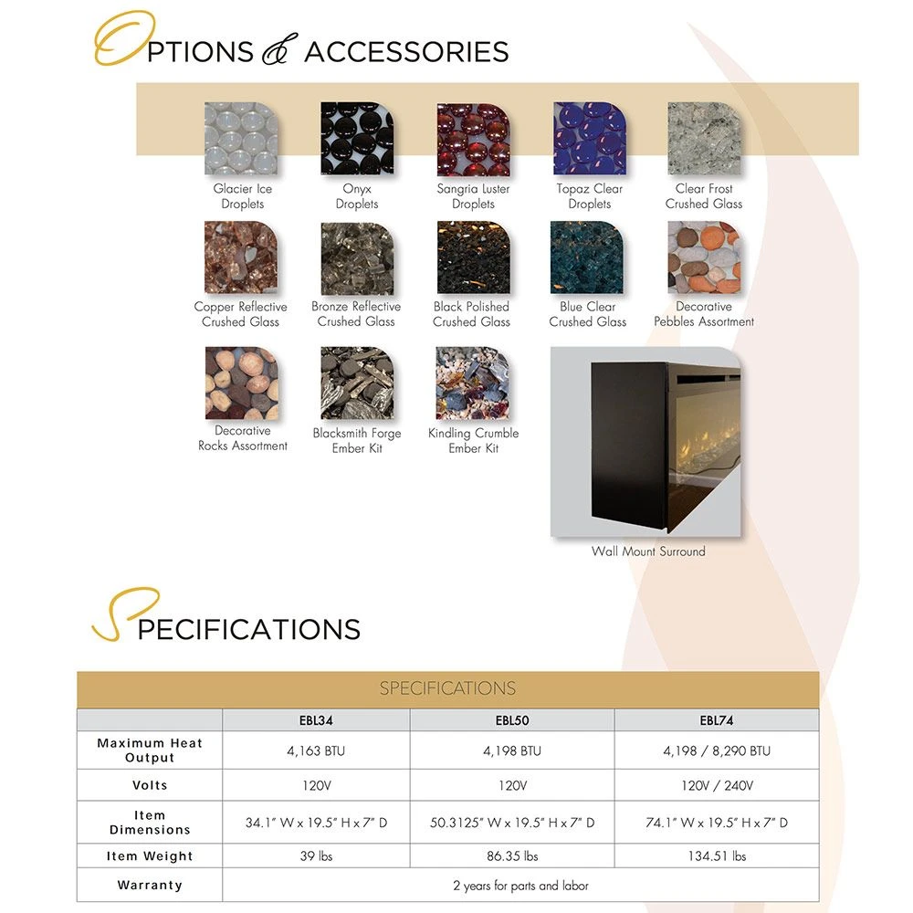 Empire White Mountain Hearth EBL74 Nexfire 74-Inch Linear Electric Fireplace With LED Lights, Remote And Crushed Glass 5 Empire White Mountain Hearth EBL74 Nexfire 74-Inch Linear Electric Fireplace With LED Lights, Remote And Crushed Glass - Image 3