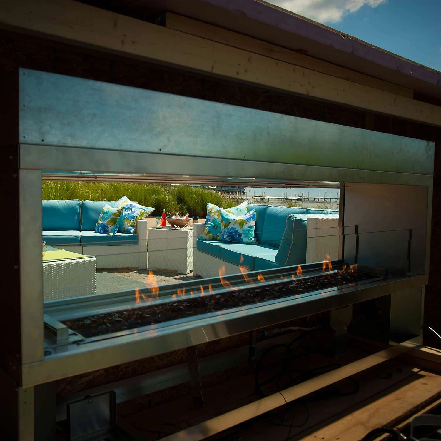 Firegear Kalea Bay Linear See-Through Outdoor Gas Fireplace With LED Lights, 60-Inch 7 Firegear Kalea Bay Linear See-Through Outdoor Gas Fireplace With LED Lights, 60-Inch - Image 5