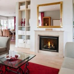 Monessen LCUF36CR-C Lo-Rider 36-Inch Circulating Brick Vent-Free Firebox With Gas Log Set -Lennox Fires Shop lcuf42cr gh b 03 22