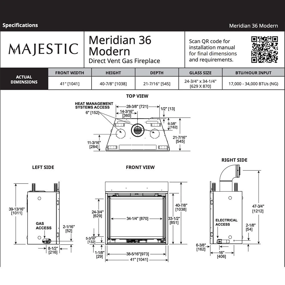 Majestic Meridian Modern 36-Inch Direct Vent Natural Gas Fireplace 6 Majestic Meridian Modern 36-Inch Direct Vent Natural Gas Fireplace - Image 4