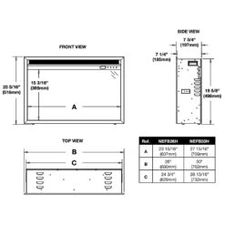Napoleon NEFB26H-NEFTK2636 Cineview 26-Inch Electric Fireplace Insert With Logs, Crystal Media, Remote & 5-Inch Surround 11 Napoleon NEFB26H-NEFTK2636 Cineview 26-Inch Electric Fireplace Insert With Logs, Crystal Media, Remote & 5-Inch Surround -Lennox Fires Shop nefb26h nefb30h specs 12 20 1