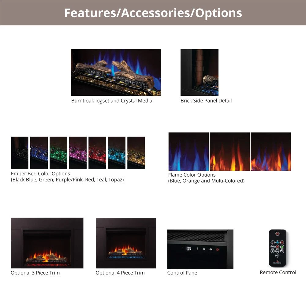 Napoleon NEFB30H-NEFTK3040 Cineview 30-Inch Electric Fireplace Insert With Logs, Crystal Media, Remote & 5-Inch Surround 6 Napoleon NEFB30H-NEFTK3040 Cineview 30-Inch Electric Fireplace Insert With Logs, Crystal Media, Remote & 5-Inch Surround - Image 4
