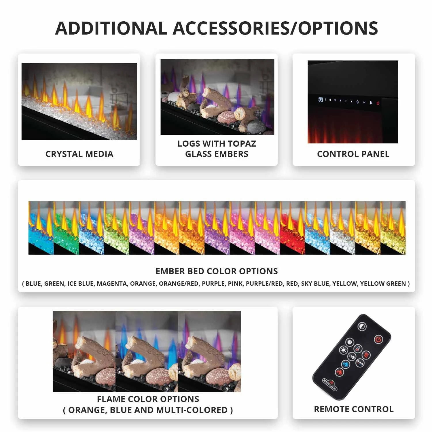 Napoleon NEFBD60HE CLEARion 60-Inch Built-In See-Through Electric Fireplace With Logs, Crystal Media & Remote 7 Napoleon NEFBD60HE CLEARion 60-Inch Built-In See-Through Electric Fireplace With Logs, Crystal Media & Remote - Image 5