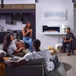 Napoleon NEFP32-5019W-IOT Stylus Cara Elite Wall Mount Electric Fireplace With Remote And Wood Surround -Lennox Fires Shop nefp32 5019w iot e 11 22