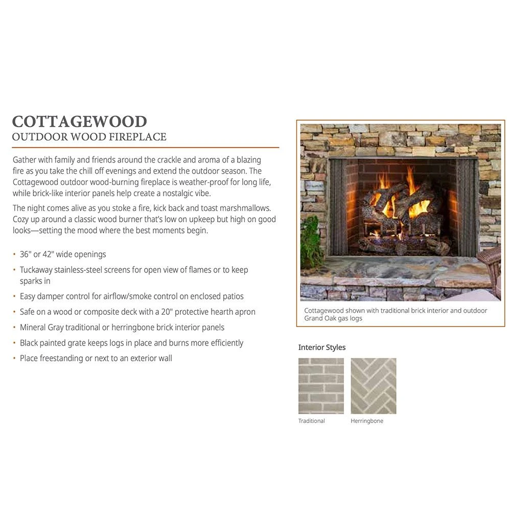 Outdoor Lifestyles Cottagewood 36-Inch Outdoor Wood Fireplace 5 Outdoor Lifestyles Cottagewood 36-Inch Outdoor Wood Fireplace - Image 3