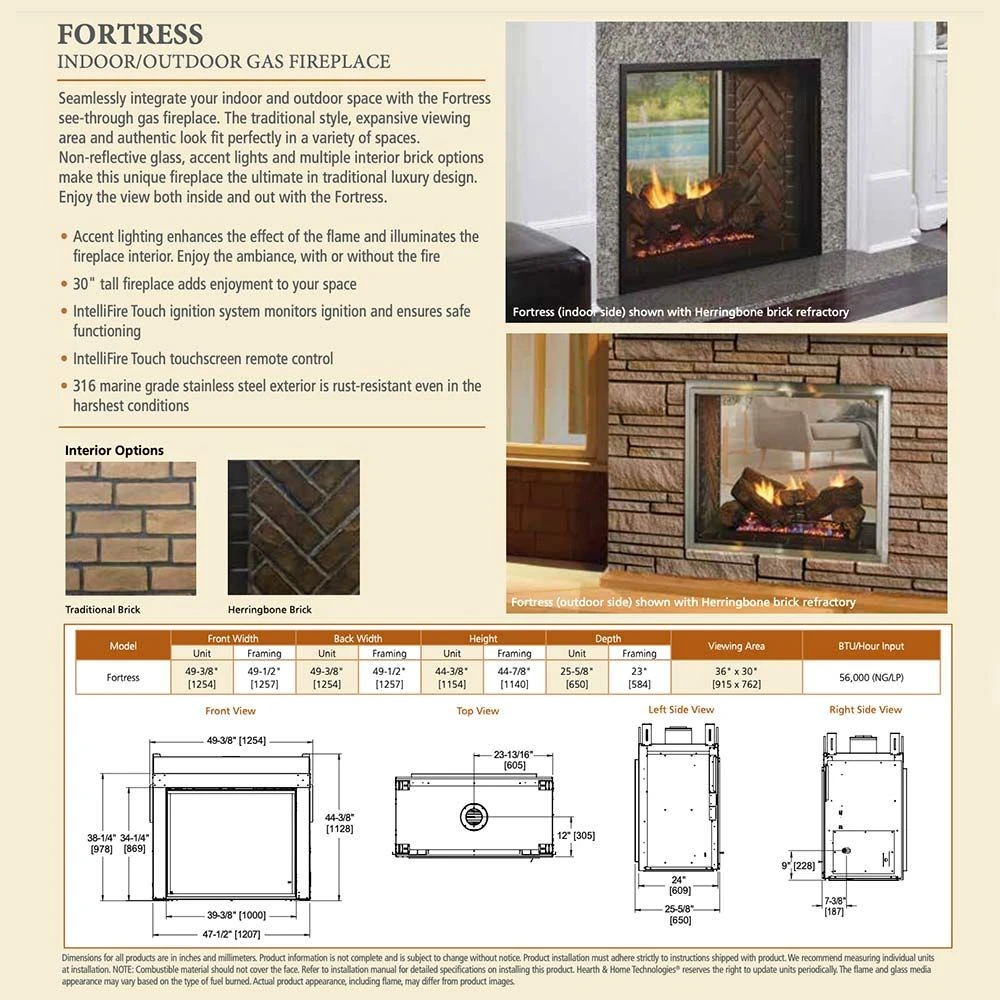 Outdoor Lifestyles Fortress 36-Inch Indoor/Outdoor See-Through Gas Fireplace With IntelliFire Ignition 6 Outdoor Lifestyles Fortress 36-Inch Indoor/Outdoor See-Through Gas Fireplace With IntelliFire Ignition - Image 4