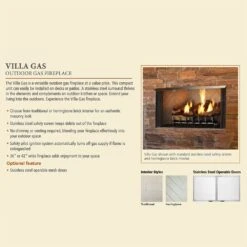 Outdoor Lifestyles Villa 36-Inch Outdoor Firebox With Gas Log Set -Lennox Fires Shop odvilla 42 b frw124 config e 04 23 1