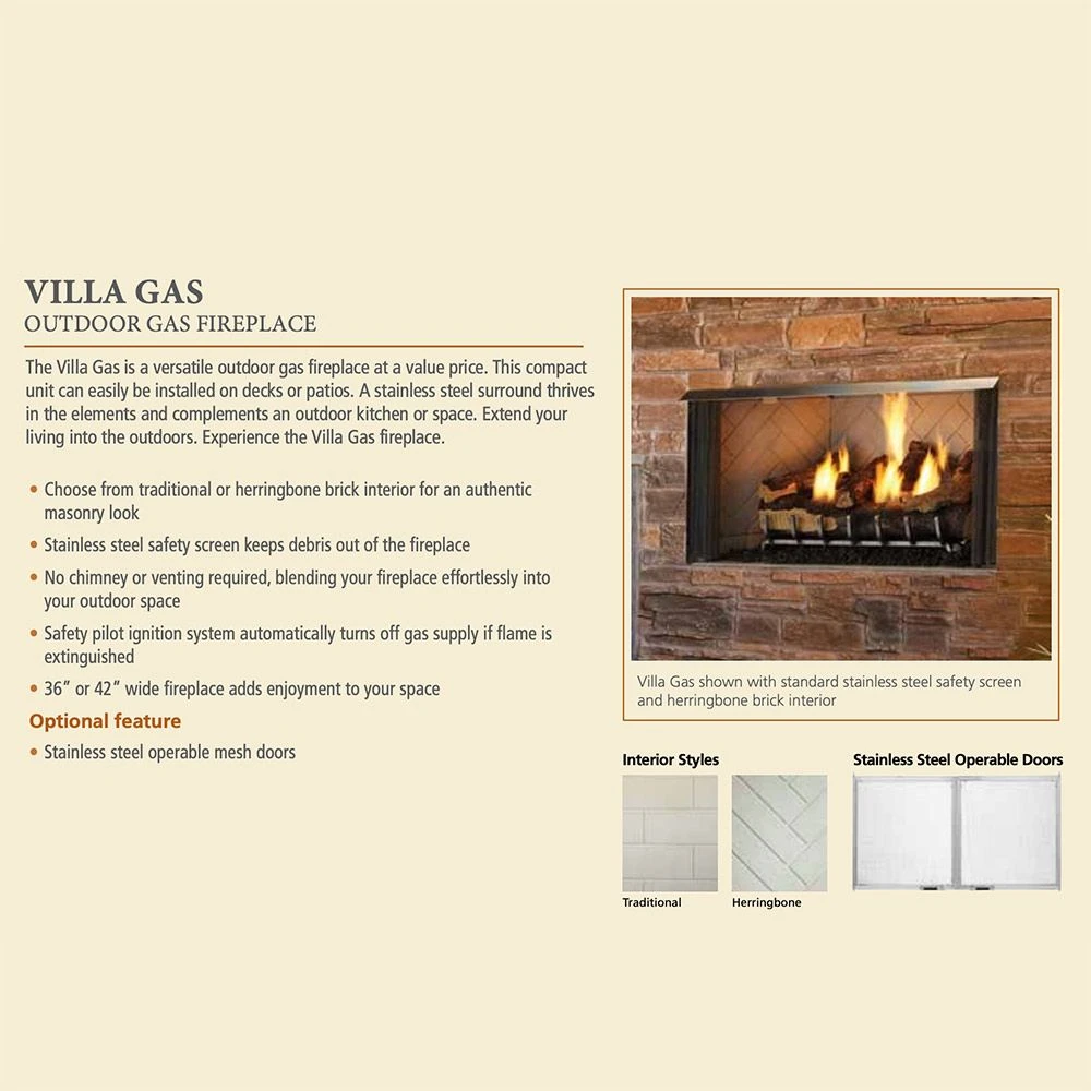 Outdoor Lifestyles Villa 42-Inch Outdoor Firebox With Gas Log Set 7 Outdoor Lifestyles Villa 42-Inch Outdoor Firebox With Gas Log Set - Image 5