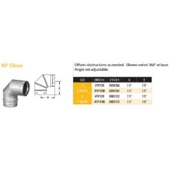 DuraVent PVP-E90 PelletVent Pro Galvalume Steel 90-Degree Elbow 5 DuraVent PVP-E90 PelletVent Pro Galvalume Steel 90-Degree Elbow -Lennox Fires Shop pvp e90 config b 11 22