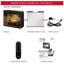 Dimplex Portrai Revillusion Electric Fireplace With Herringbone Backer, Front Glass Pand And Plug Kit, 36-Inches 10 Dimplex Portrai Revillusion Electric Fireplace With Herringbone Backer, Front Glass Pand And Plug Kit, 36-Inches -Lennox Fires Shop rbf30g config d 10 23