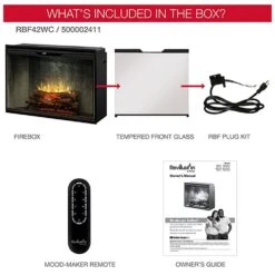 Dimplex Revillusion Electric Fireplace With Weathered Concrete Backer, Front Glass Pane And Plug Kit, 42-Inches 12 Dimplex Revillusion Electric Fireplace With Weathered Concrete Backer, Front Glass Pane And Plug Kit, 42-Inches -Lennox Fires Shop rbf42wcg config e 10 23