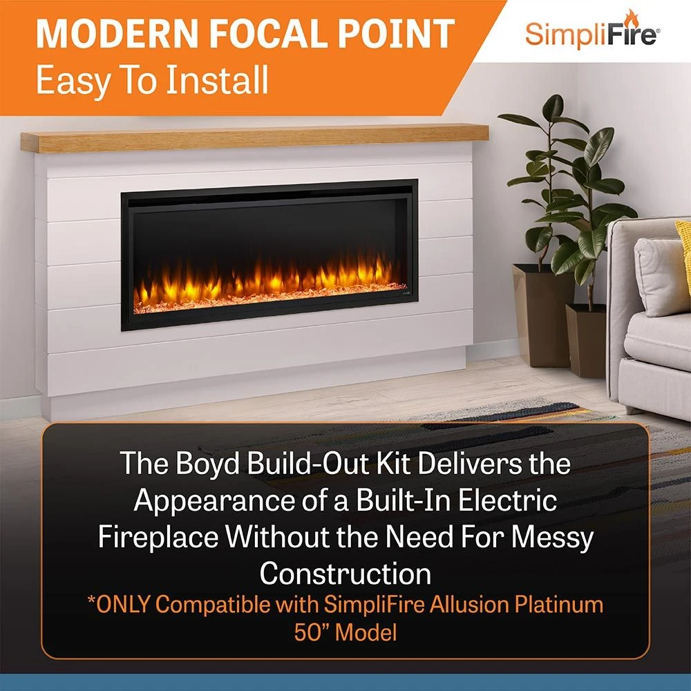 Simplifire 50-Inch Allusion Platinum Linear Electric Fireplace With Modern Farmhouse Boyd Build-Out Mantel Package 4 Simplifire 50-Inch Allusion Platinum Linear Electric Fireplace With Modern Farmhouse Boyd Build-Out Mantel Package - Image 2