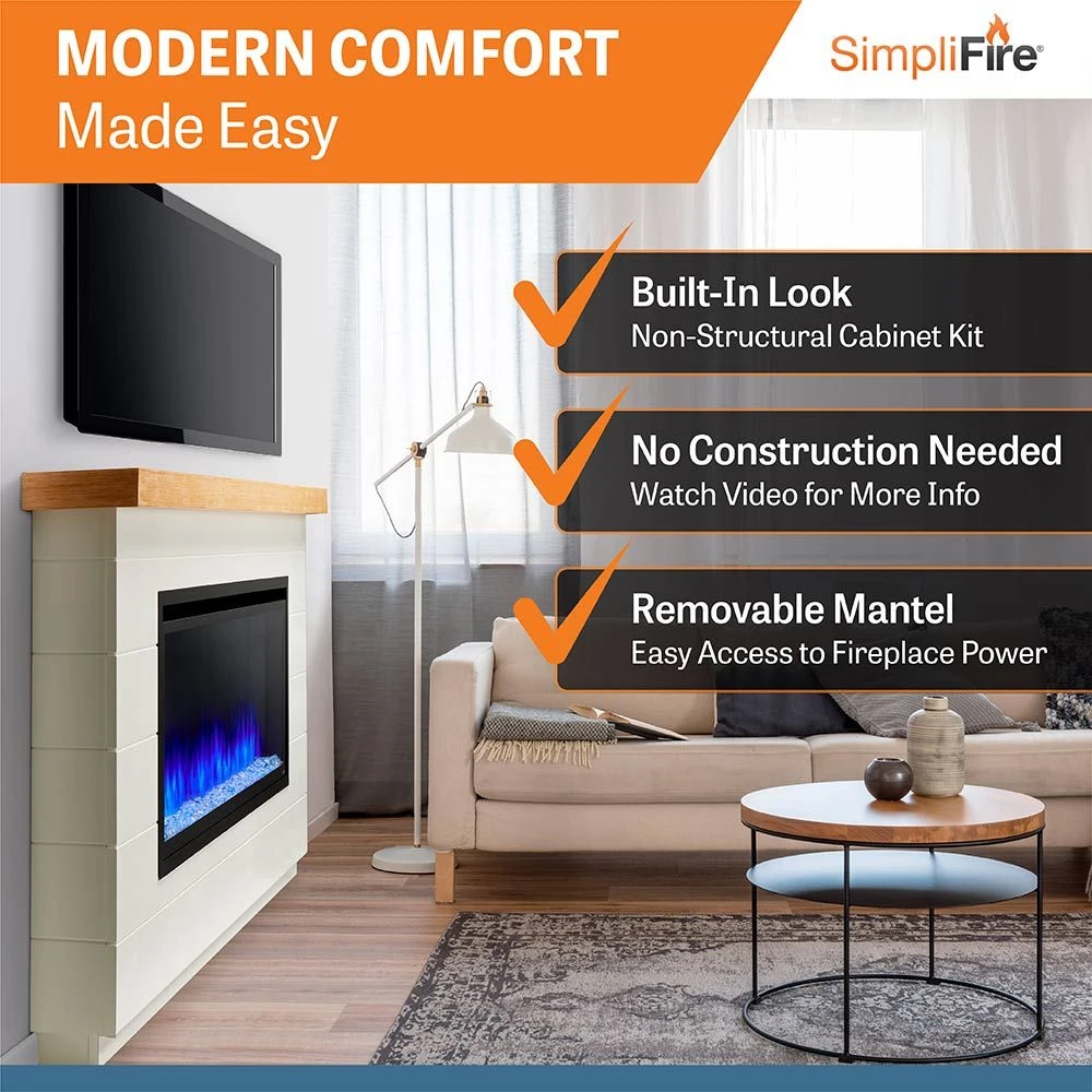 Simplifire 50-Inch Allusion Platinum Linear Electric Fireplace With Modern Farmhouse Boyd Build-Out Mantel Package 5 Simplifire 50-Inch Allusion Platinum Linear Electric Fireplace With Modern Farmhouse Boyd Build-Out Mantel Package - Image 3