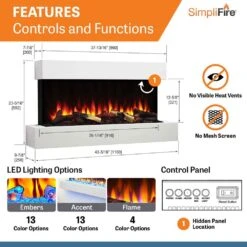 SimpliFire SF-FORMAT36-SF-FM43-WH Format 36-Inch Wall Mount Electric Fireplace With 43-Inch Floating Mantel 13 SimpliFire SF-FORMAT36-SF-FM43-WH Format 36-Inch Wall Mount Electric Fireplace With 43-Inch Floating Mantel -Lennox Fires Shop sf format36 sf fm43 wh e 07 23