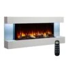 SimpliFire SF-FORMAT36-SF-FM50-WH Format 36-Inch Wall Mount Electric Fireplace With 50-Inch Floating Mantel -Lennox Fires Shop sf format36 sf fm50 wh a 07 23