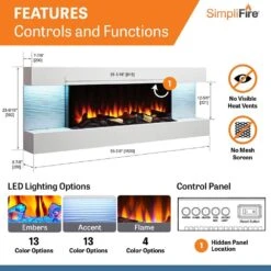 SimpliFire SF-FORMAT36-SF-FM60-WH Format 36-Inch Wall Mount Electric Fireplace With 60-Inch Floating Mantel 13 SimpliFire SF-FORMAT36-SF-FM60-WH Format 36-Inch Wall Mount Electric Fireplace With 60-Inch Floating Mantel -Lennox Fires Shop sf format36 sf fm60 wh e 07 23