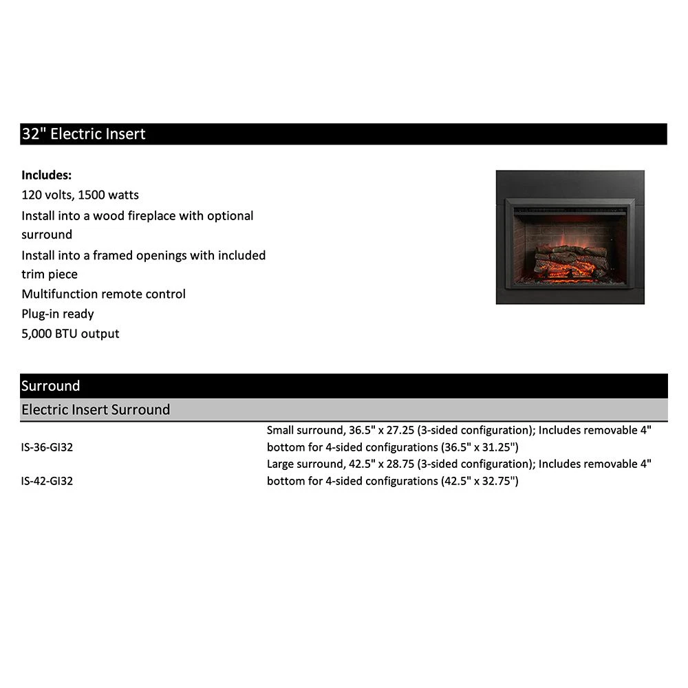 SimpliFire SF-GI-32-ZC 32-Inch Electric Fireplace Insert 4 SimpliFire SF-GI-32-ZC 32-Inch Electric Fireplace Insert - Image 2