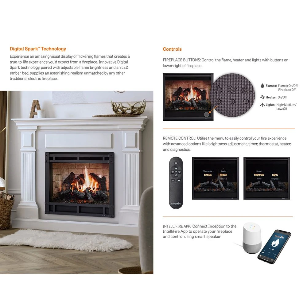 SimpliFire Inception 36-Inch Electric Fireplace Wescott Mantel Package 4 SimpliFire Inception 36-Inch Electric Fireplace Wescott Mantel Package - Image 2