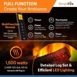 SimpliFire SF-INS25-IN 25-Inch Electric Fireplace Insert 11 SimpliFire SF-INS25-IN 25-Inch Electric Fireplace Insert -Lennox Fires Shop sf ins25 d 07 23