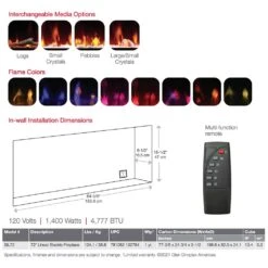 Dimplex SIL72 Sierra Series Wall Mount/Built-In Linear Electric Fireplace, 72-Inch 11 Dimplex SIL72 Sierra Series Wall Mount/Built-In Linear Electric Fireplace, 72-Inch -Lennox Fires Shop sil72 d 11 21