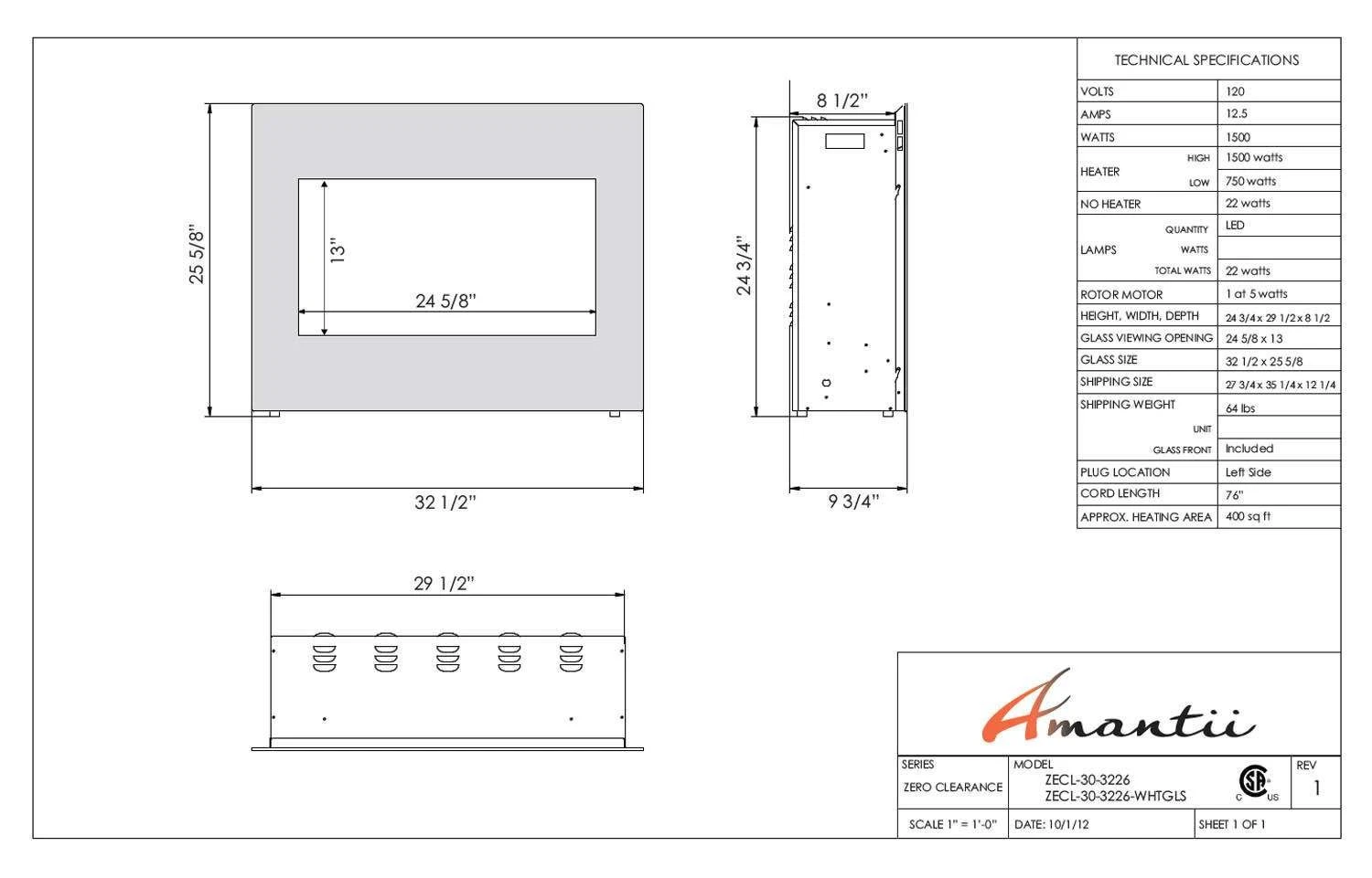 Amantii ZECL-30-3226 Zero Clearance Series Built-In Electric Fireplace, 30-Inch 5 Amantii ZECL-30-3226 Zero Clearance Series Built-In Electric Fireplace, 30-Inch - Image 3