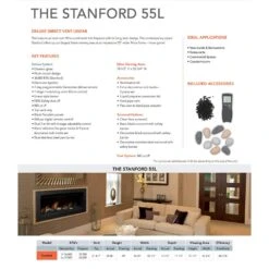 Sierra Flame STANFORD-55G-DELUXE 55-Inch Stanford Direct Vent Built-In Linear Gas Fireplace With Fireglass And Rock Media 12 Sierra Flame STANFORD-55G-DELUXE 55-Inch Stanford Direct Vent Built-In Linear Gas Fireplace With Fireglass And Rock Media -Lennox Fires Shop stanford 55 e 11 22