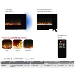 Dimplex SWM3520 Winslow Wall Mount/Tabletop Linear Electric Fireplace, 36-Inch -Lennox Fires Shop swm3520 d 11 21