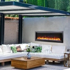 Amantii Symmetry Bespoke 74-Inch Indoor/Outdoor Built-In Smart Electric Fireplace