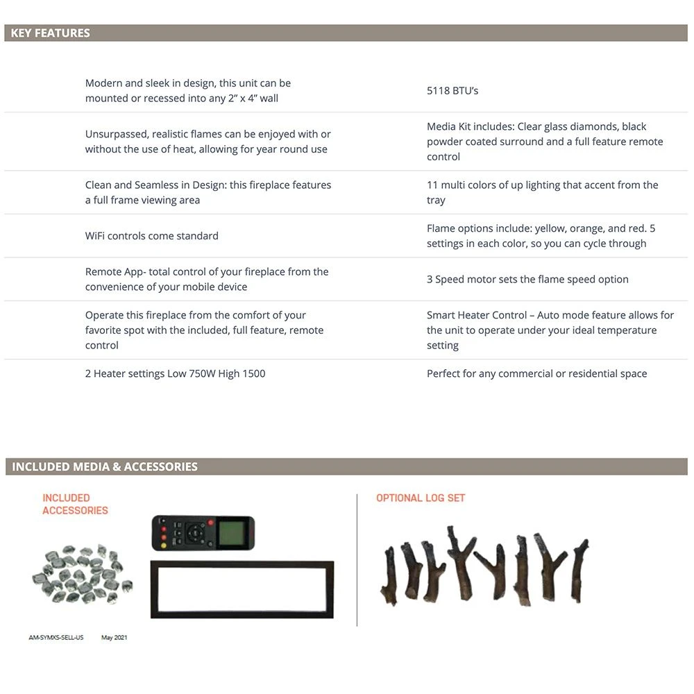 Amantii Symmetry Extra Slim Built-In Smart Electric Fireplace 7 Amantii Symmetry Extra Slim Built-In Smart Electric Fireplace - Image 5