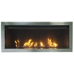 Sierra Flame TAHOE-45 45-Inch Tahoe Outdoor Vent-Free Linear Built-In Gas Fireplace With Electronic Ignition, Remote Control And Media Set
