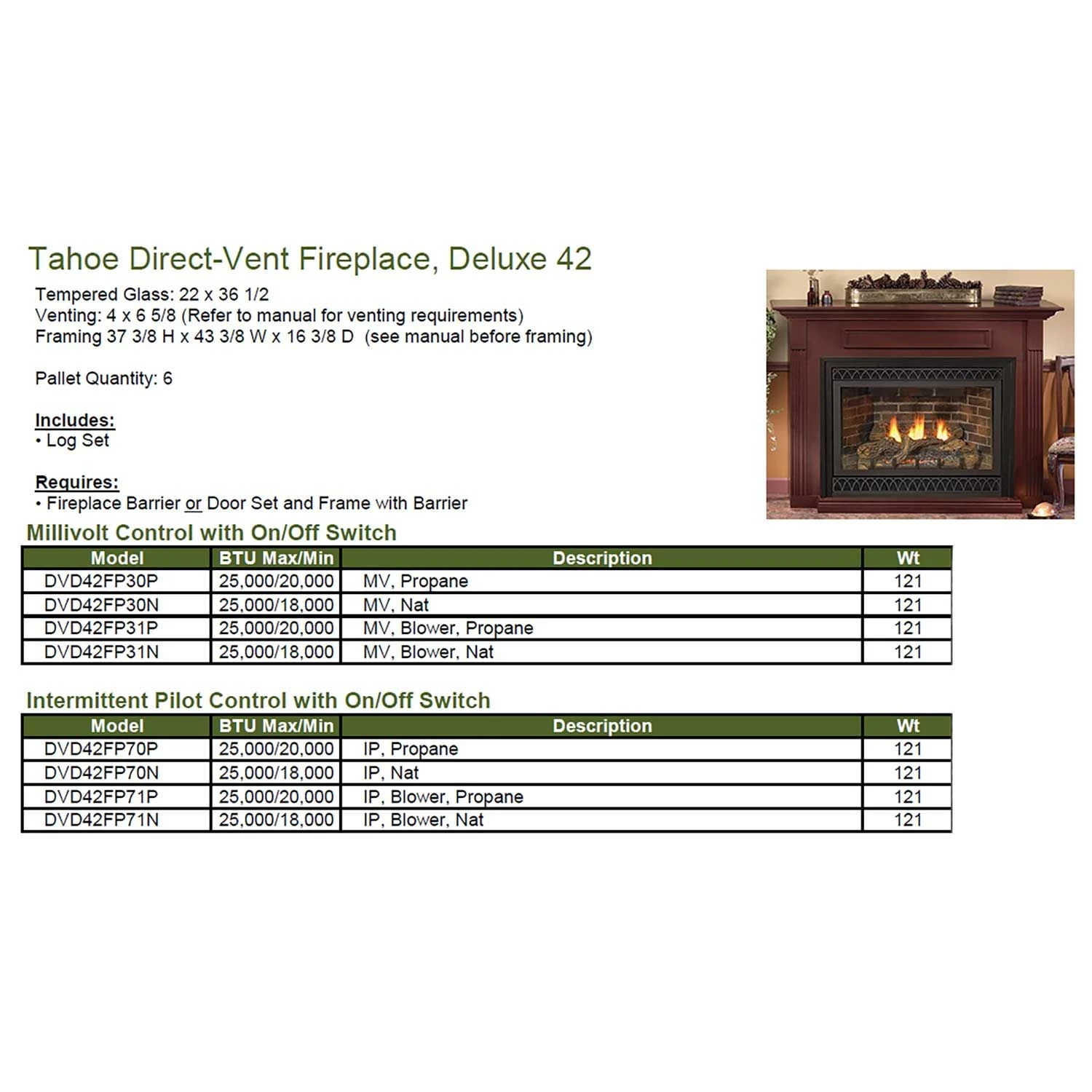 Empire White Mountain Hearth DVD42FP Tahoe Direct Vent Deluxe Fireplace, 42-Inches 10 Empire White Mountain Hearth DVD42FP Tahoe Direct Vent Deluxe Fireplace, 42-Inches - Image 8