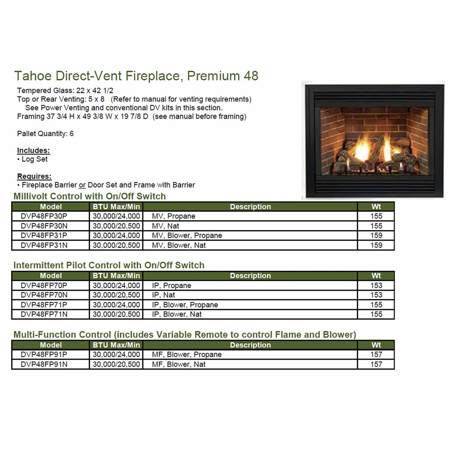 Empire White Mountain Hearth DVP48FP Tahoe Direct Vent Premium Fireplace, 48-Inches 9 Empire White Mountain Hearth DVP48FP Tahoe Direct Vent Premium Fireplace, 48-Inches - Image 7