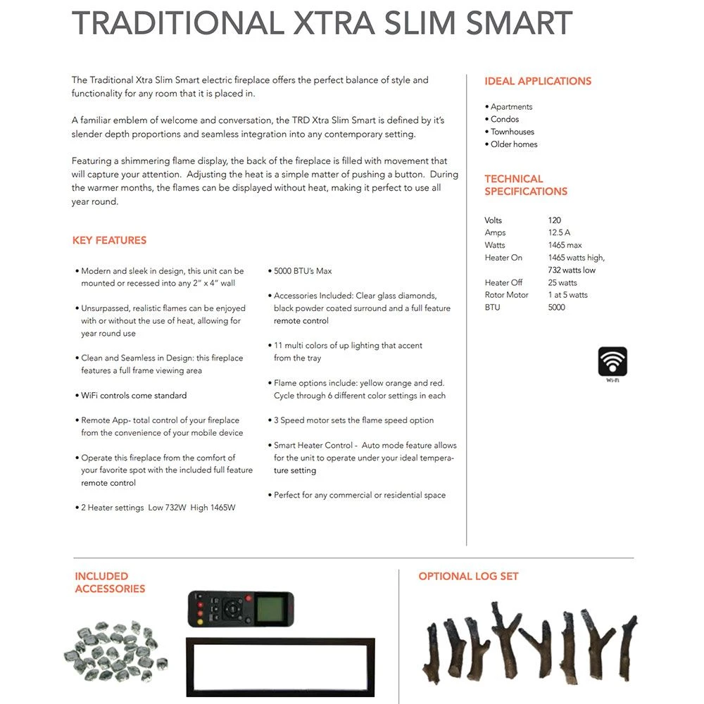 Amantii Traditional Extra Slim Built-In Smart Smart Electric Fireplace 6 Amantii Traditional Extra Slim Built-In Smart Smart Electric Fireplace - Image 4