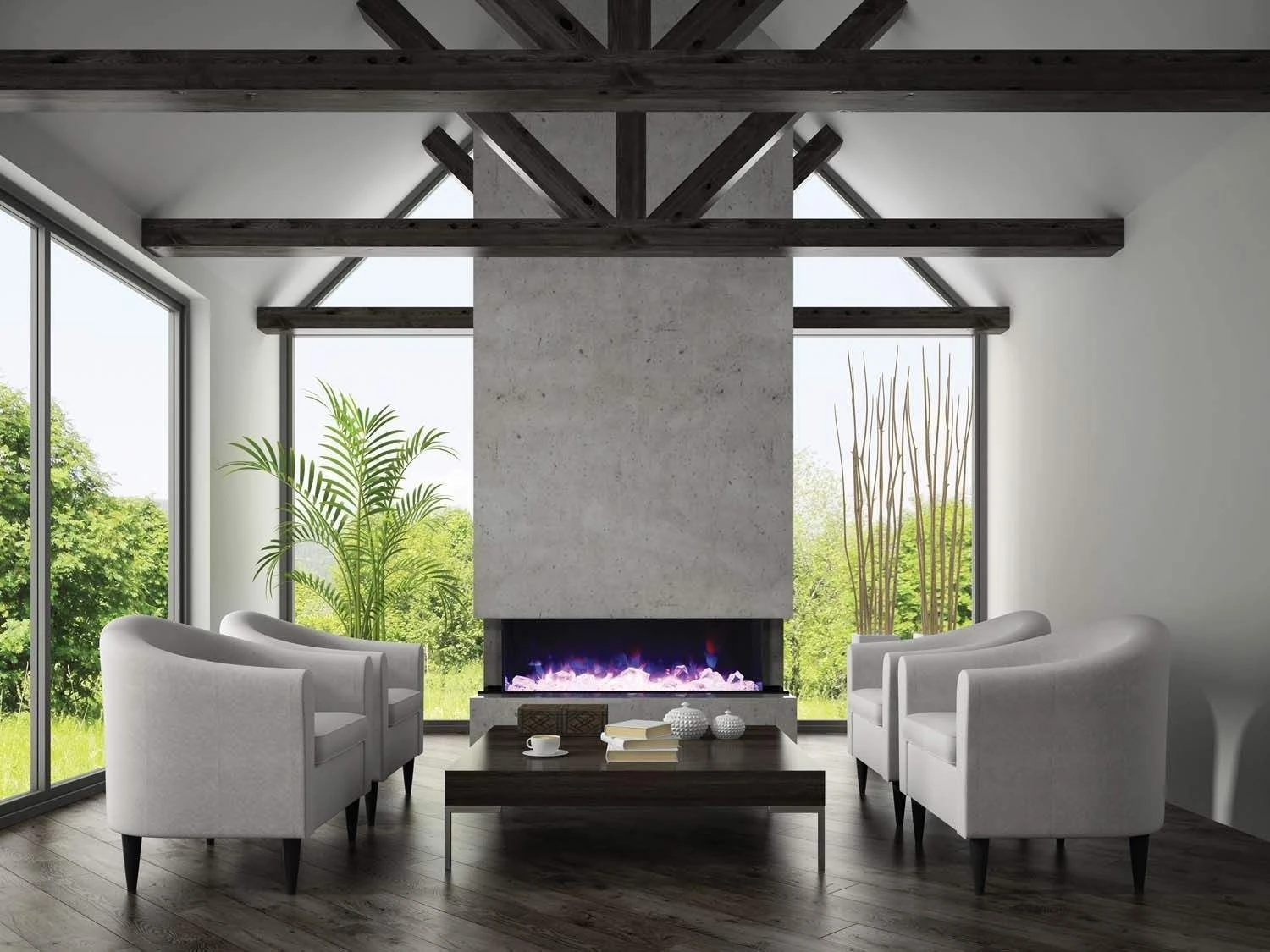 Amantii Tru-View XL Deep Indoor/Outdoor Built-In 3-Sided Smart Electric Fireplace 4 Amantii Tru-View XL Deep Indoor/Outdoor Built-In 3-Sided Smart Electric Fireplace - Image 2