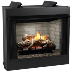 Empire White Mountain Hearth VFD36FB Breckenridge Ventless Deluxe Firebox With Flint Hill Gas Log Set And Contour Burner, 36-Inches