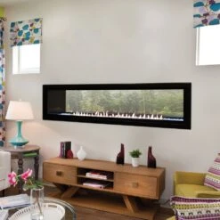 Empire White Mountain Hearth VFLB60SP90-OUT Boulevard Ventless Linear Double Sided Indoor/Outdoor Fireplace With Barrier And Intermittent Pilot With Thermostatic Remote Control, 60-Inches